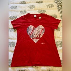 St Louis Cardinals Inspired Baseball Love Heart Tee NWT SeamHead